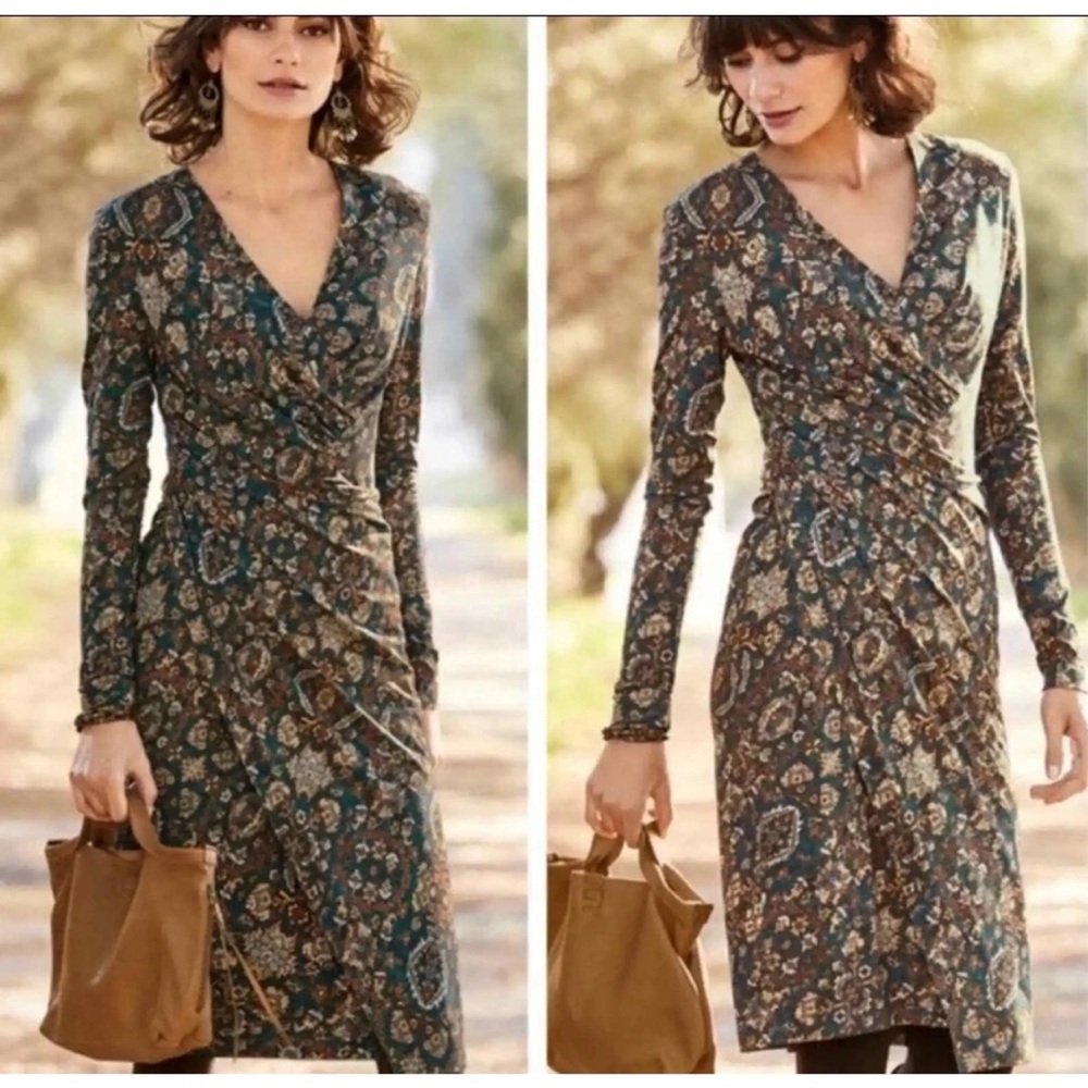 Peruvian Connection Faux Wrap Knit Dress | Tapestry Print